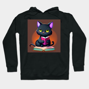 Black Cat Reading A Book Hoodie